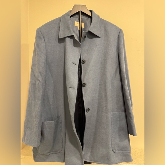 100%  Camelhair Light Blue Periwinkle Oversized Blazer Nordstrom Large 12 - Picture 2 of 8